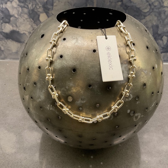 10K Gold Plated U Link Chain Necklace, 15” NWT - Picture 2 of 3